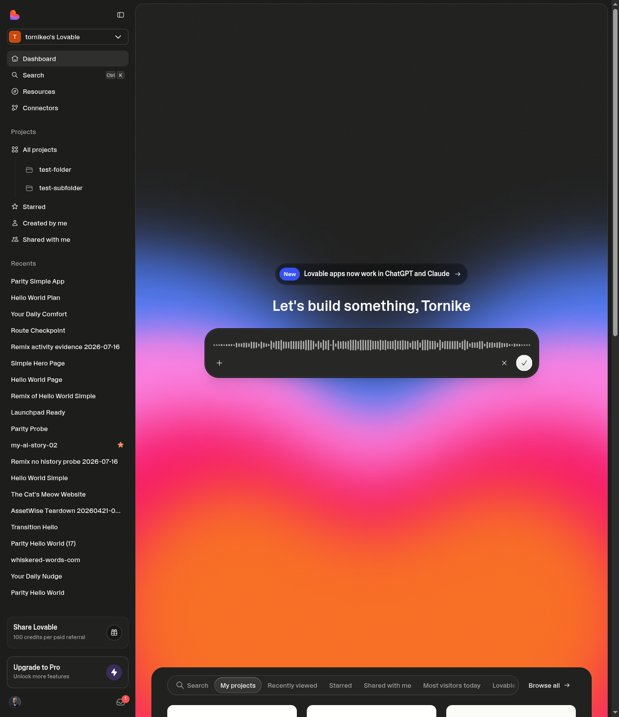 Lovable dark mode voice recording