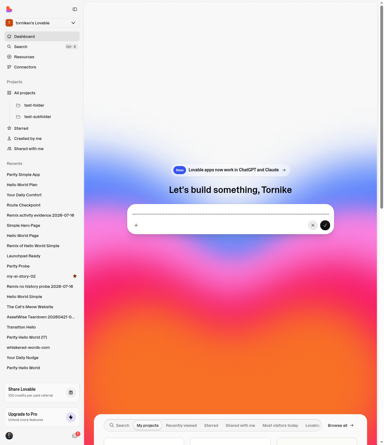 Lovable dashboard voice waveform